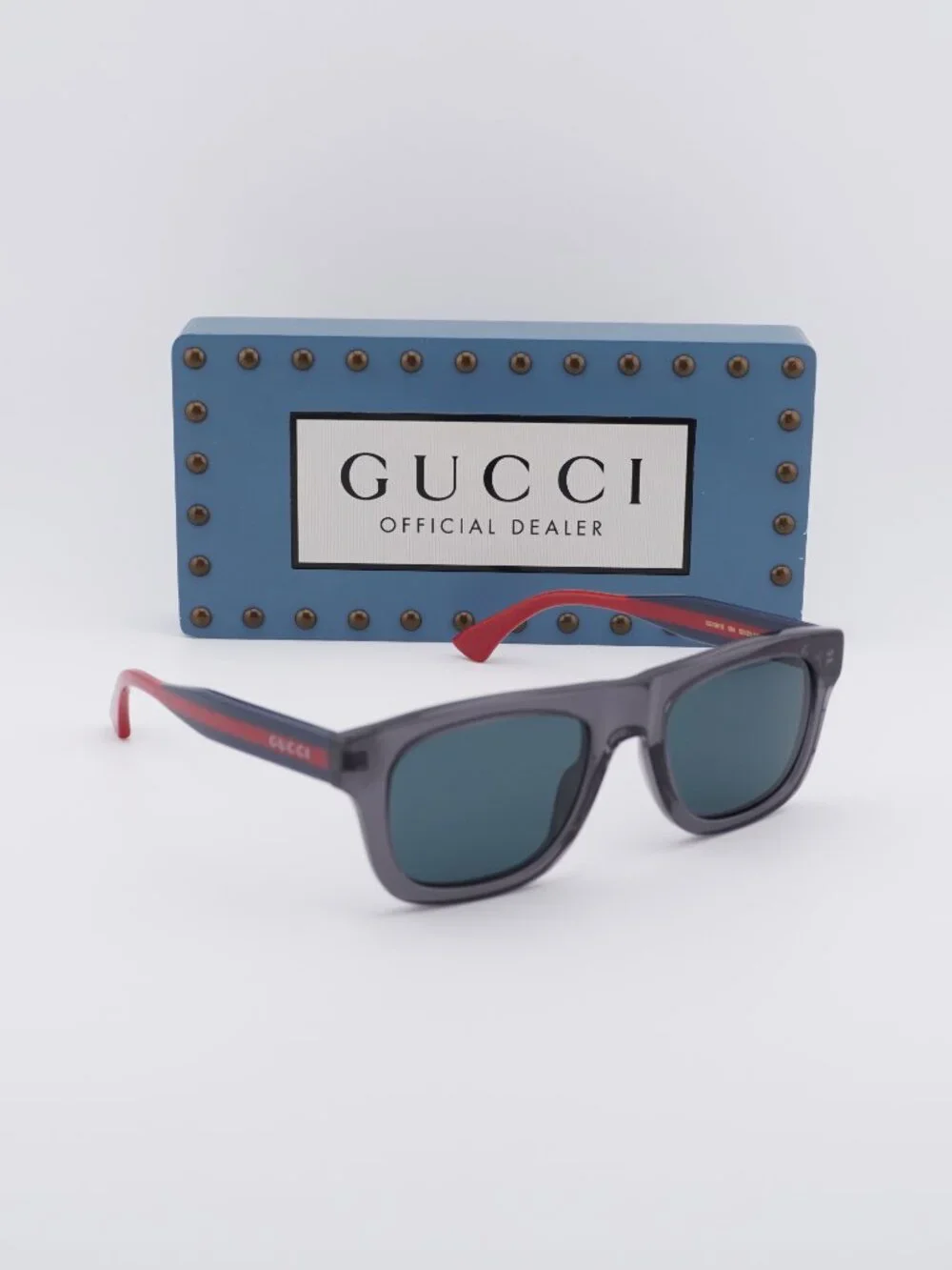 Gucci GG1991S 004 Square Sunglasses - Shiny Transparent Dark Grey/Blue